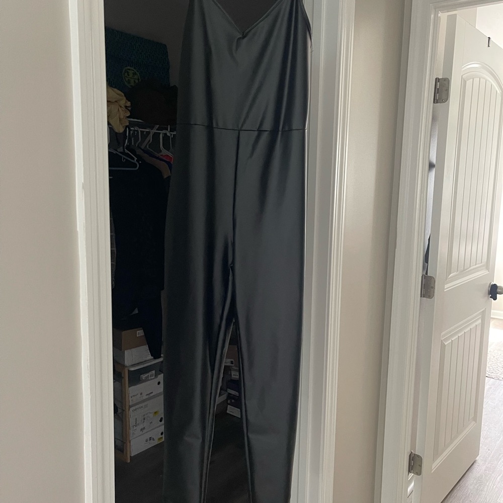 Large faux leather jumpsuit